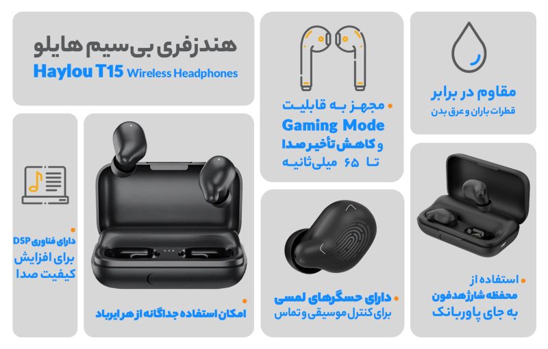 هندزفری بی‌سیم هایلو مدل Haylou T15