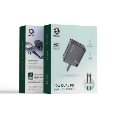 شارژر موبایل دیواری Green Lion PD20W+PD20W Total 40w