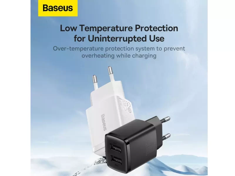 شارژر دیواری یواس‌بی 10.5 وات بیسوس Baseus Compact Charger 2U EU CCXJ010201