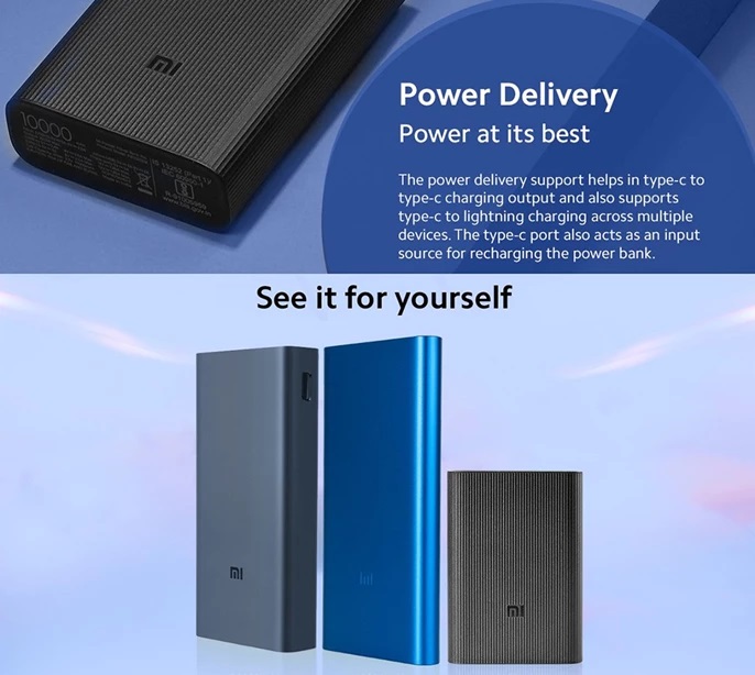 پاوربانک شیائومی مدل Mi Power Bank 3 Ultra Compact با ظرفیت 10000 میلی آمپر ساعت