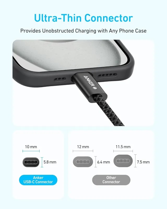 کابل 150 سانتی متر USB C به USB C انکر Anker Zolo USB C to USB C Cable A8060