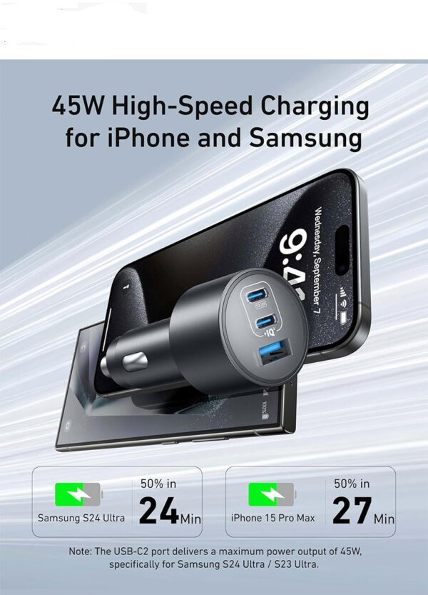 شارژر فندکی انکر Anker USB-C Car Charger 167.5W Compact 3-Port مدل A2737