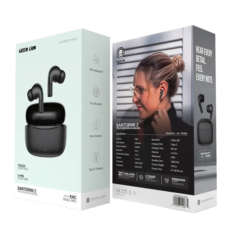 هندزفری بلوتوثی گرین لاین Green Lion Santorini 2 True Wireless Earbuds
