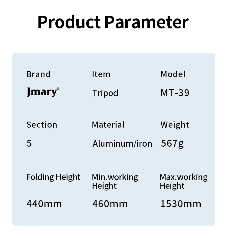 سه پایه جی ماری Jmary MT-39 Portable Tripod & Selfie
