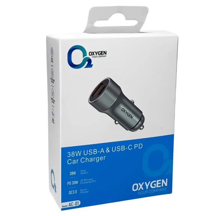 شارژر فندکی اکسیژن AC01 38W | شارژ سریع