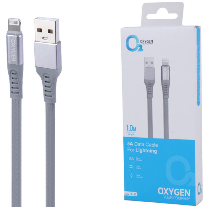 کابل لایتنینگ فست شارژ 30 وات اکسیژن LX-11 طول 1 متر