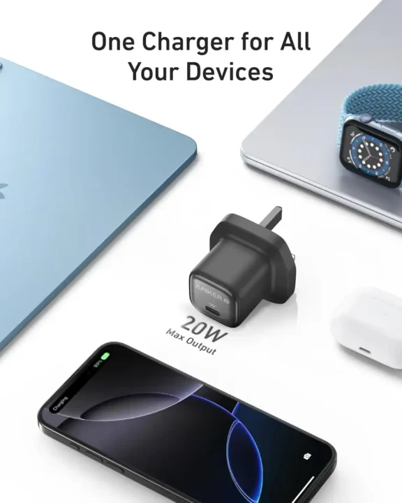 شارژر دیواری 20 وات انکر Anker Zolo 20W GaN Charger A2699 UK پلاگ سه پین