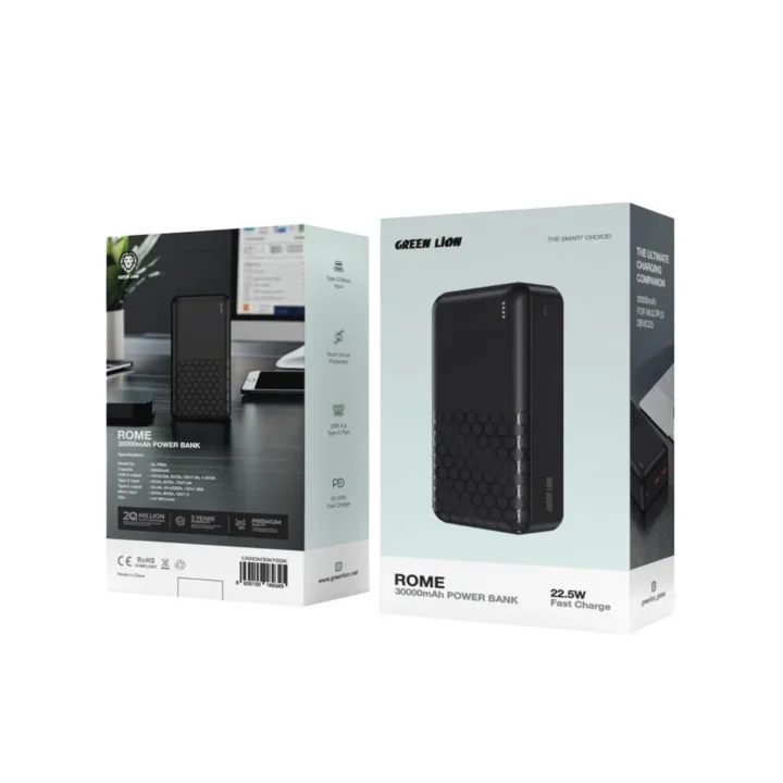 پاور بانک فست شارژ 30000 گرین لاین Green Lion Rome PD 20W