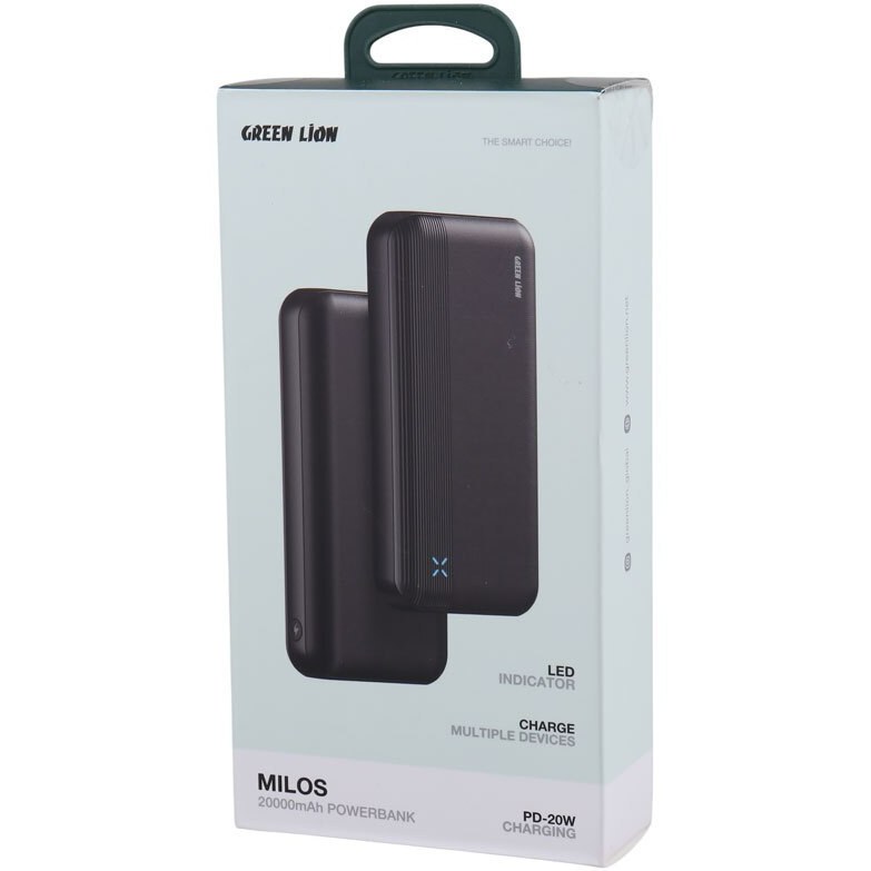 پاوربانک گرین لاین مدل Milos GNMIL20KPBBK ظرفیت 20000 میلی آمپر ساعت